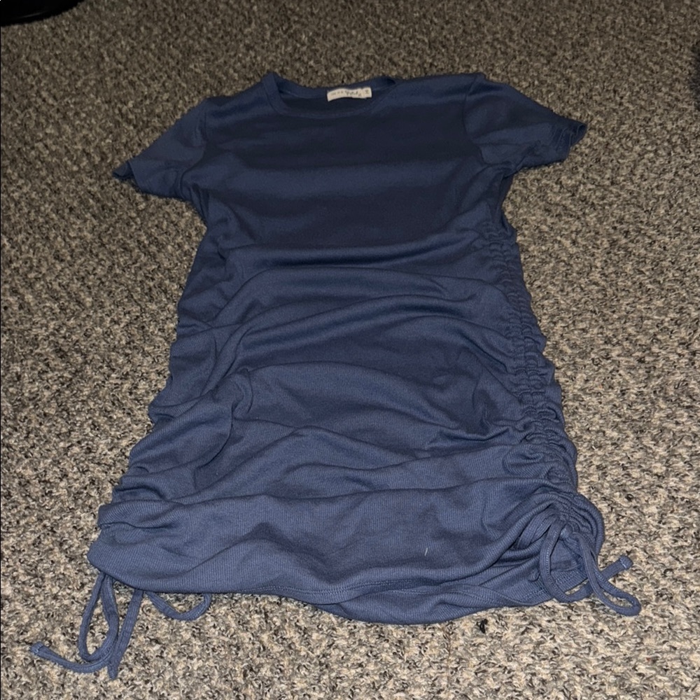 Navy Blue Ruched Dress